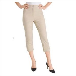 CHICO'S Size 2 Stretch Sand Crop Capri Pants NEW! Retail $79